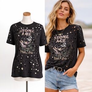 Volcom Distressed Graphic Tee | “Stone Age” | Black | XS/S